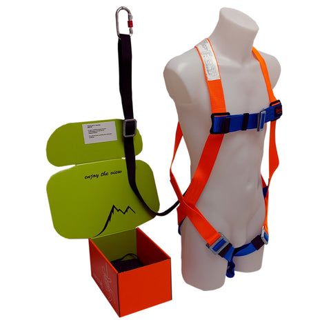 ARESTA Basic Kit - Single Point Harness with Standard Buckles, 1.5m Adj Webbing Lanyard & Pump Bag