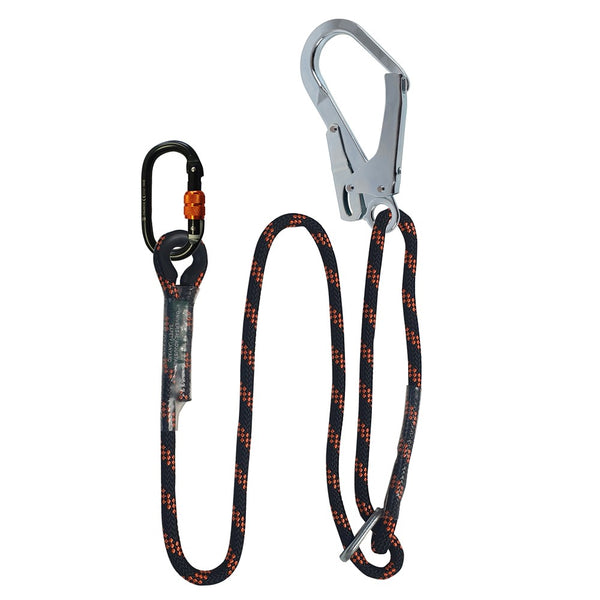ARESTA 2m Adjustable Rope Lanyard with Scaffold Hook and Carabiner