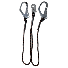 ARESTA 1.5m Fixed Twin Rope Lanyard with Scaffold Hook and Carabiner