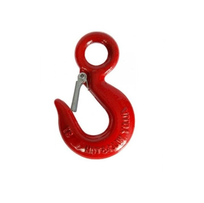 Red Painted Alloy Steel Eye Type Hook c.w Safety Catch