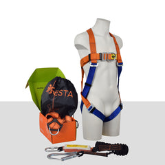 ARESTA Scaffolder Kit 2S - 2 Point Harness with Standard Buckles, Elasticated Webbing Lanyard & Pump Bag