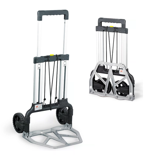 A lightweight aluminium sack truck with a large toe plate (485 x 350mm) and carrying 125kg capacity.